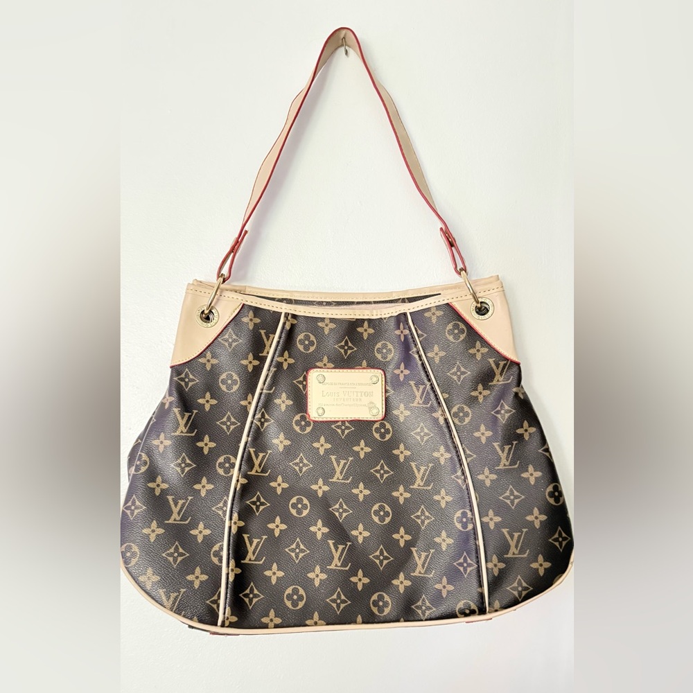 Source Unknown Brown and Cream Monogram Shoulder … - image 1